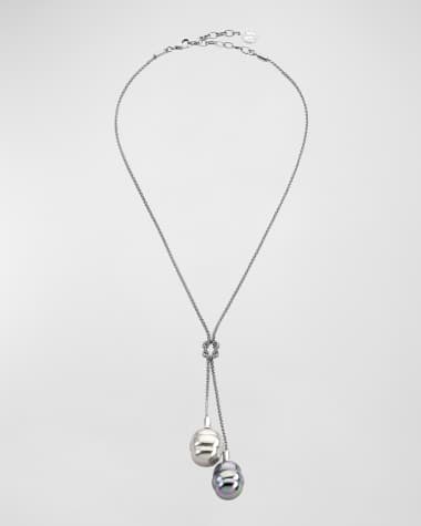 Majorica Tender 2-Pearl Y-Drop Necklace, Silver