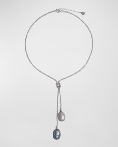 Majorica Tender 2-Pearl Y-Drop Necklace, Steel