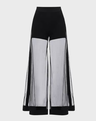 Anne Fontaine Castille High-Rise Wide-Leg Mesh Pants