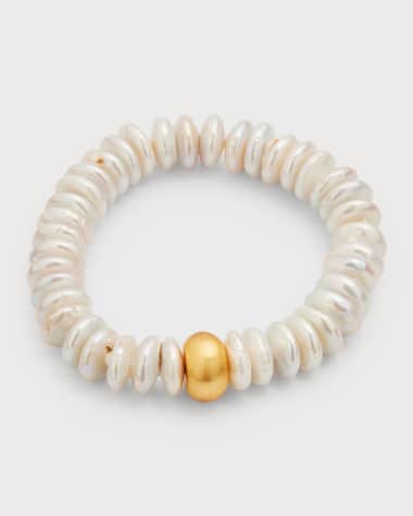 NEST Jewelry Baroque Pearl Disc Beaded Bracelet