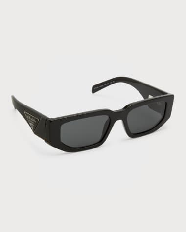 Prada Men's Triangle Logo Bicolor Rectangle Sunglasses