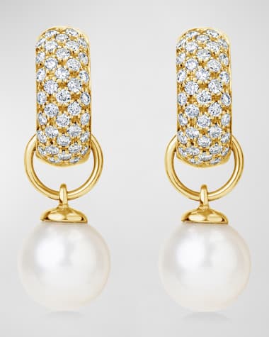 Andreoli 18K Yellow Gold Diamond and Pearl Earrings