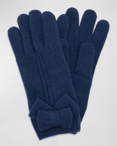 Portolano Jersey Knit Bow Cashmere Gloves