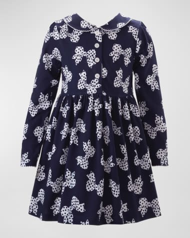 Rachel Riley Girl's Polka Dot Bow Dress, Size 2-10