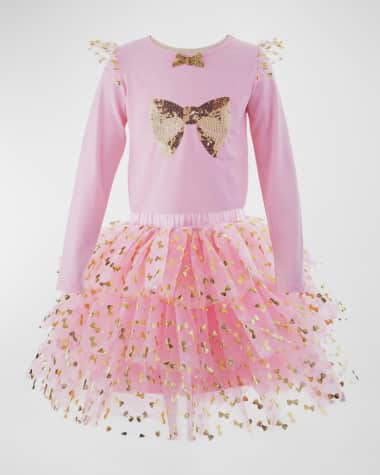 Rachel Riley Girl's Embellished Bow Top & Tutu Skirt Set, Size 2-10