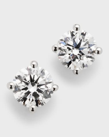 Neiman Marcus Lab Grown Diamonds Lab Grown Diamond 18K White Gold Round Stud Earrings, 2.0tcw
