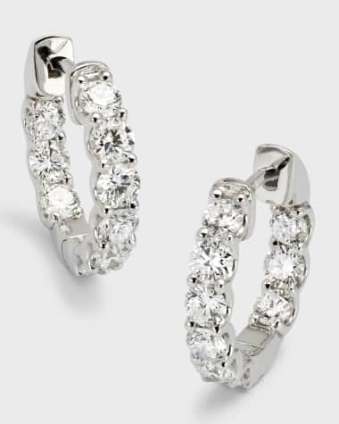 Neiman Marcus Lab Grown Diamonds Lab Grown Diamond 18K White Gold Round Hoop Earrings, 0.5"L, 1.8tcw