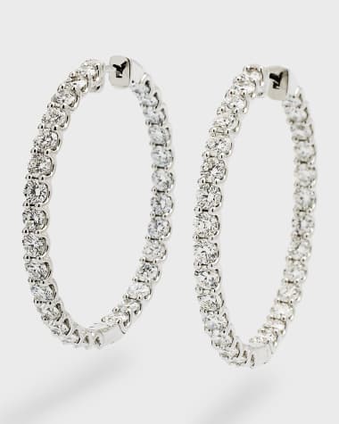 Neiman Marcus Lab Grown Diamonds Lab Grown Diamond 18K White Gold Round Hoop Earrings, 1.5"L, 6.7tcw