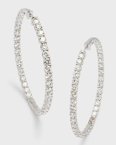 Neiman Marcus Lab Grown Diamonds Lab Grown Diamond 18K White Gold Round Hoop Earrings, 2"L, 9.75tcw
