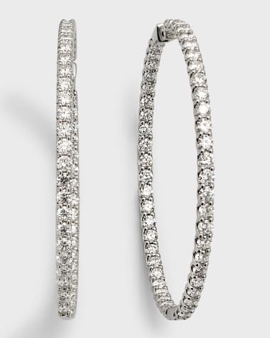 Neiman Marcus Lab Grown Diamonds Lab Grown Diamond 18K White Gold Round Hoop Earrings, 2.5"L, 12.5tcw
