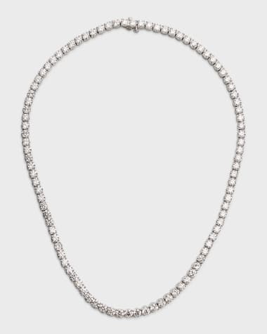 Neiman Marcus Lab Grown Diamonds Lab Grown Diamond 18K White Gold Round Line Necklace, 17"L