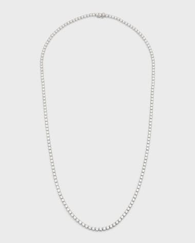 Neiman Marcus Lab Grown Diamonds Lab Grown Diamond 18K White Gold Round Diamond Line Necklace. 30"L