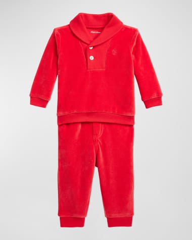 Ralph Lauren Childrenswear Boy's Two-Piece Velour Set, Size 6M-24M