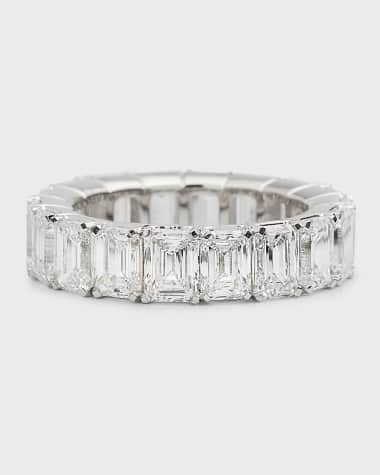 Neiman Marcus Lab Grown Diamonds Emerald-Cut Lab Grown Diamond 18K White Gold Eternity Band Ring, Size 6