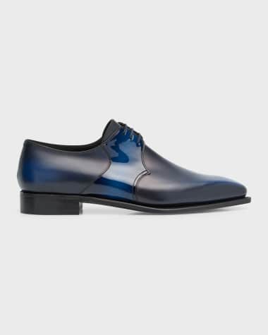 Corthay Men's Sade Matte and Patent Leather Derby Shoes