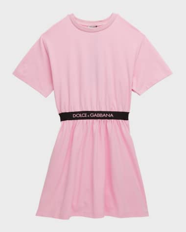 Dolce&Gabbana Girl's Logo-Print Waistband T-Shirt Dress, Size 8-14