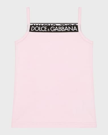 Dolce&Gabbana Girl's Logo-Print Trim Tank Top, Size 4-12