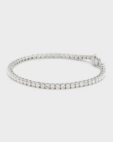 Neiman Marcus Lab Grown Diamonds 18K White Gold Round Lab Grown Diamond Bracelet, 7"L