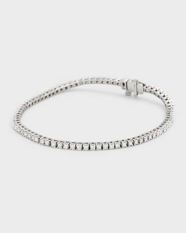 Neiman Marcus Lab Grown Diamonds 18K White Gold Round Lab Grown Diamond Bracelet, 7"L