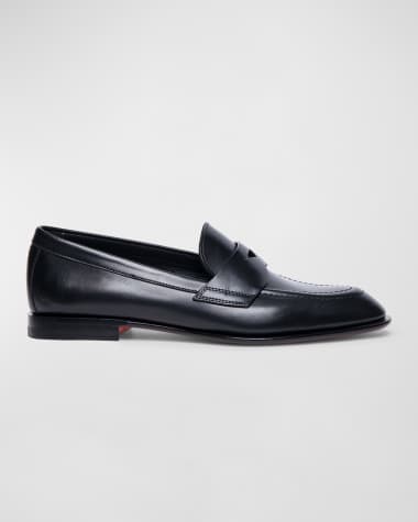 Santoni Famed Leather Penny Loafers