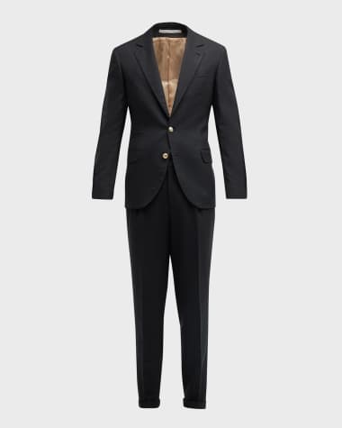 Brunello Cucinelli Men's Linen-Wool Solid Suit