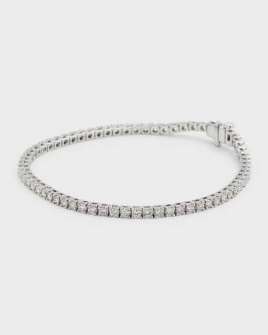 Neiman Marcus Diamonds 18K White Gold Round Diamond Bracelet, 7"L, 3.0tcw
