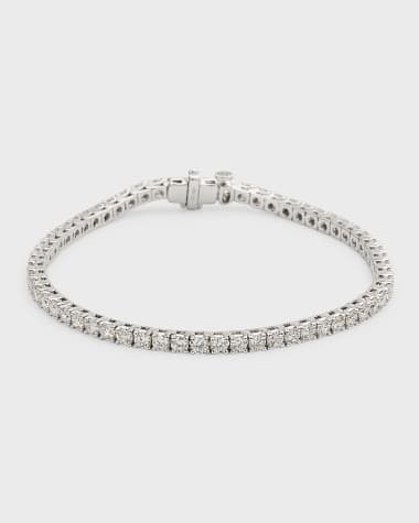 Neiman Marcus Diamonds 18K White Gold Round Diamond Bracelet, 7"L
