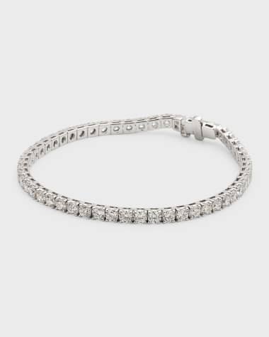 Neiman Marcus Diamonds 18K White Gold Round Diamond Bracelet, 7"L, 8.0tcw