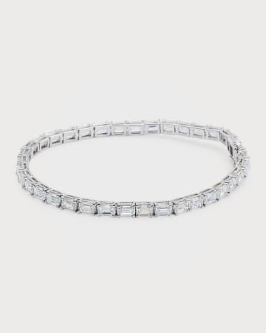Neiman Marcus Diamonds 18K White Gold Emerald-Cut Diamond Bracelet, 7"L, 12.0tcw