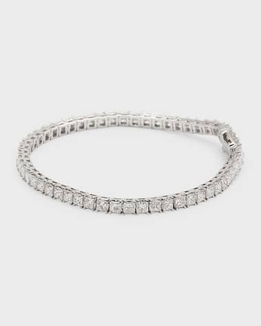 Neiman Marcus Diamonds 18K White Gold Princess Diamond Bracelet, 7"L, 8.0tcw