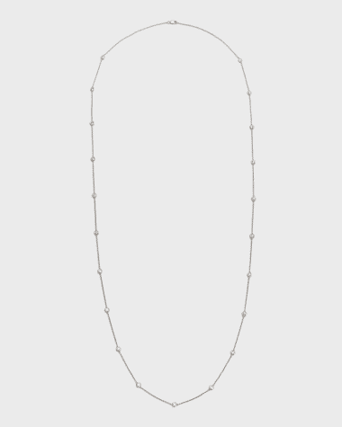 Neiman Marcus Diamonds 18K White Gold Round Diamond By-the-Yard Necklace, 36"L, 2.1tcw