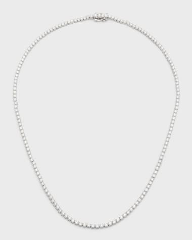 Neiman Marcus Diamonds 18K White Gold Round Diamond Line Necklace, 16.5"L