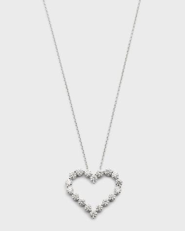 Neiman Marcus Diamonds 18K White Gold Round Diamond Heart Pendant Necklace