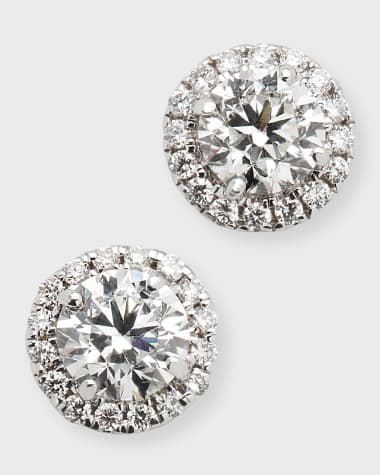 Neiman Marcus Diamonds 18K White Gold Round Diamond Halo Stud Earrings