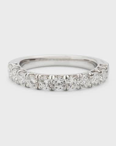 Neiman Marcus Diamonds 18K White Gold Round Diamond Half Band, Size 6