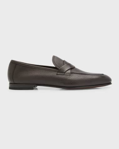 TOM FORD Men's Sean Grain Leather Twisted Band Loafers