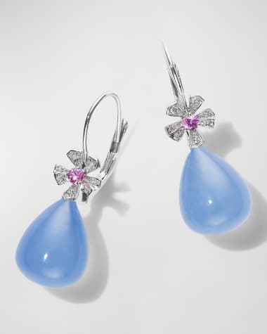 Mimi So 18K Yellow Gold Wonderland Teardrop Chalcedony Diamond Earrings