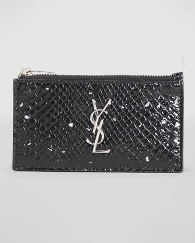 Saint Laurent YSL Monogram Ziptop Card Case in Python
