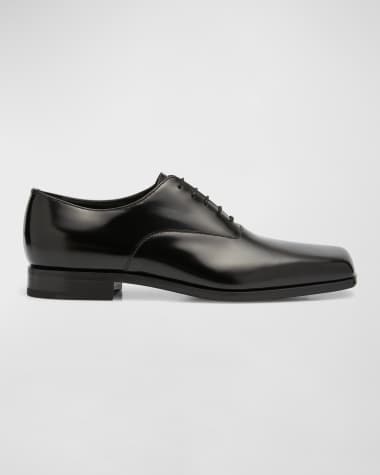 Prada Men's Jokoto Angled Toe Leather Oxfords