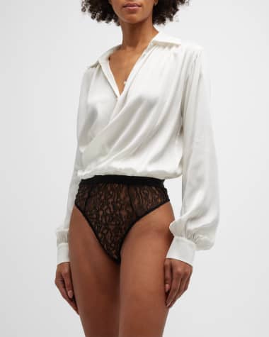 Kiki De Montparnasse Crossover Blouson-Sleeve Bodysuit