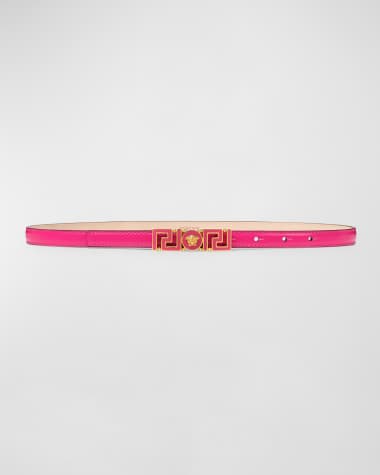 Versace Greca Medusa Buckle Skinny Leather Belt