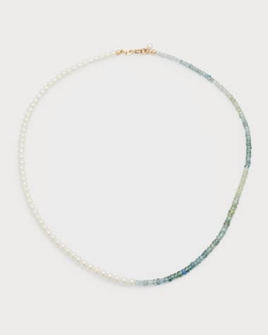 POPPY FINCH Split Freshwater Pearl and Sapphire Beaded Necklace