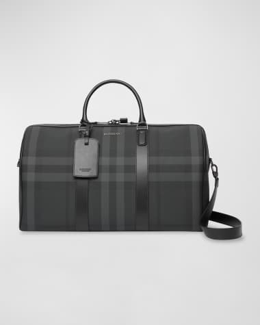 Burberry Men's Charcoal Check Holdall Duffel Bag