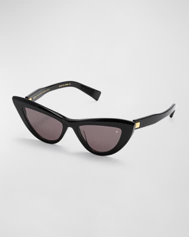 Balmain Monogram Acetate & Titanium Cat-Eye Sunglasses