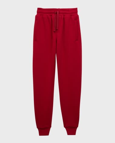 Dolce&Gabbana Boy's Embroidered Logo-Print Joggers, Size 8-14
