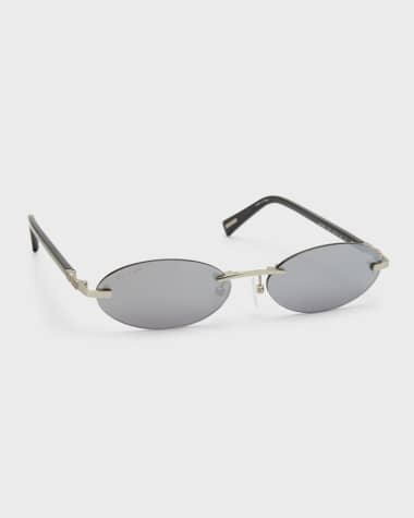 BY FAR Texas Matt Oval Metal & Acetate Sunglasses