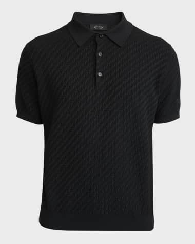 Brioni Men's Basketweave Stitch Polo Sweater