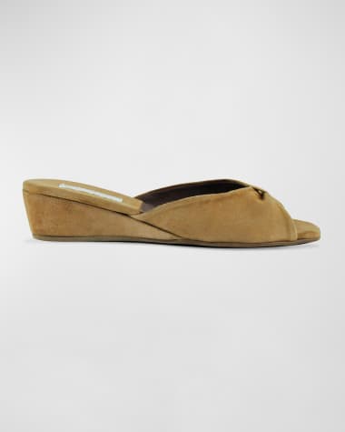 Jacques Levine Suede Open-Toe Slipper