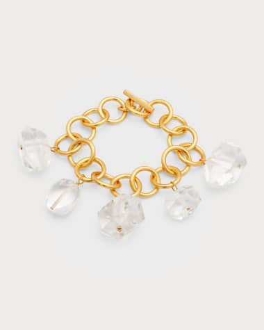 NEST Jewelry 24k Gold-Plated Crystal Nugget Charm Bracelet