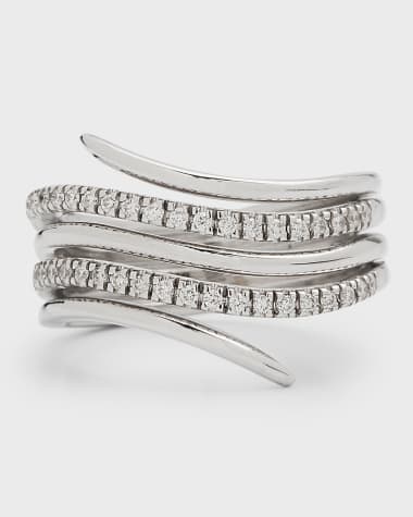 Cassidy Diamonds 18K White Gold 5-Row Wave Ring, Size 7